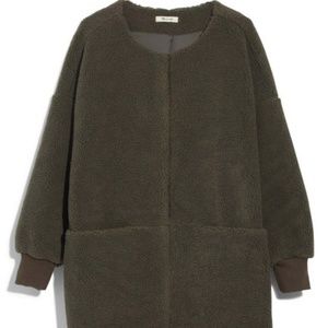 ISO Madewell Bonded Sherpa Cocoon Coat Green/Camel